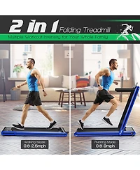 Gymax 2.25HP Folding Treadmill 2-in-1 Walking Running Machine w/ App & Remote Control