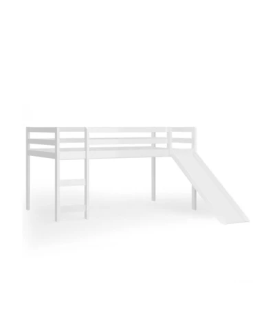 Gouun Twin Size Wooden Loft Bed with Slide and Ladder