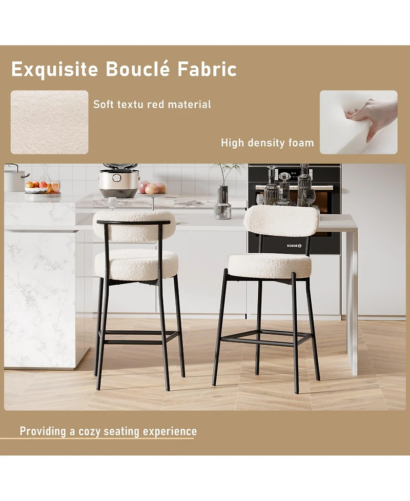 Dyhome Bar Stools Set of 2, 27 Inches Counter Height Kitchen with Back, Modern Metal Tall for Island