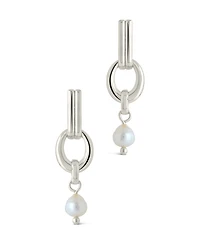 Sterling Forever Giselle Mother of Pearl Door Knocker Stud Earrings