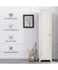 Linen Tower Bathroom Storage Cabinet Tall Slim Side Organizer w/ Shelf