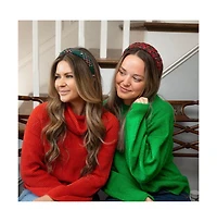 Classic Padded Headband - Green Plaid Gems