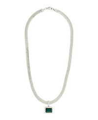 Sterling Forever Calder Cubic Zirconia Herringbone Pendant Necklace