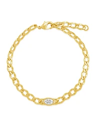 Sterling Forever Rebel Station Cubic Zirconia Curb Chain Bracelet
