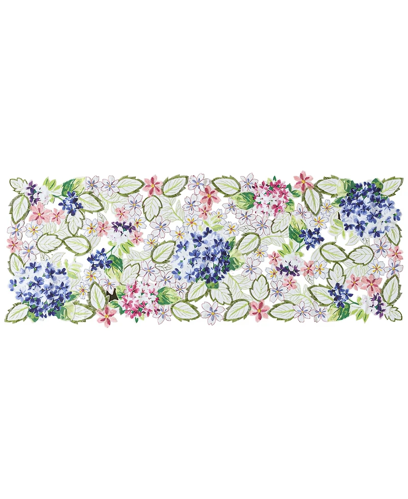 Elrene Hydrangea Cutwork Fabric Allover Centerpiece, 13" x 36"