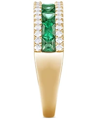 Emerald (1 ct. t.w.) & Diamond (1/3 Channel Set Band 14k Gold (Also available Ruby Sapphire)