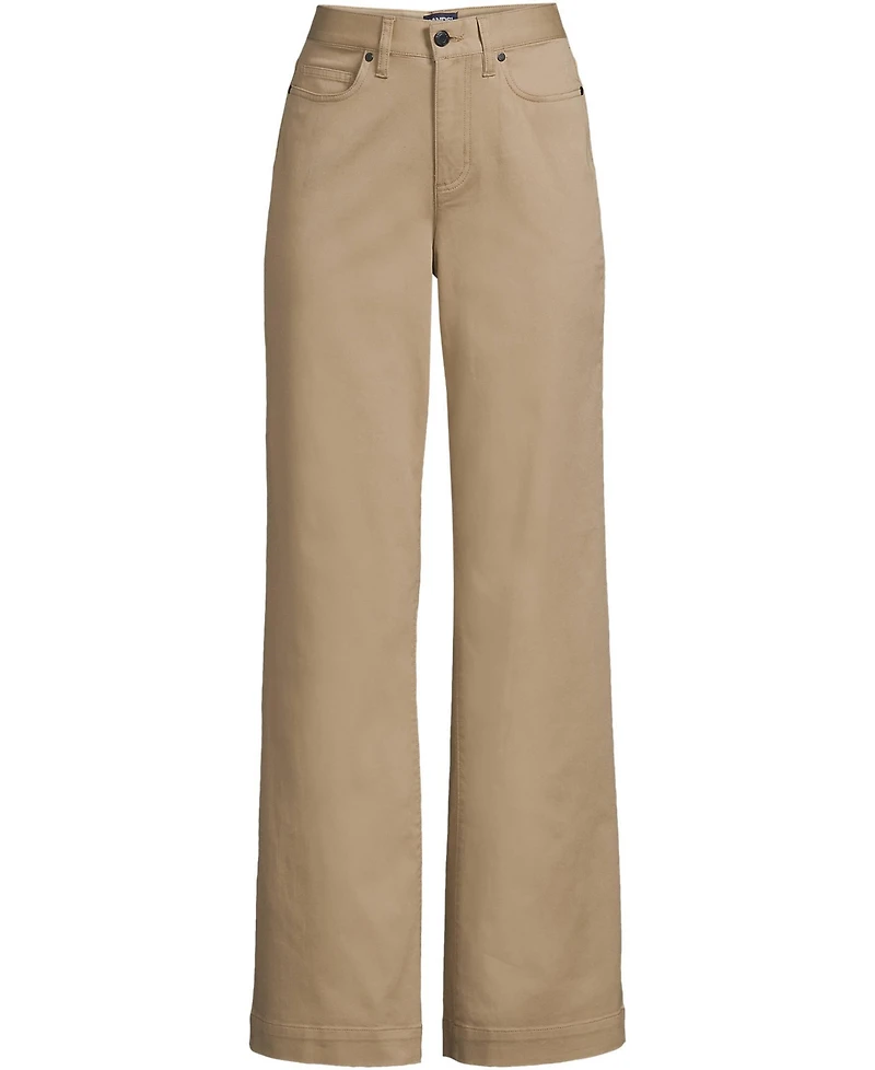 Lands' End Women's High Rise 5 Pocket Wide Leg Chino Pants