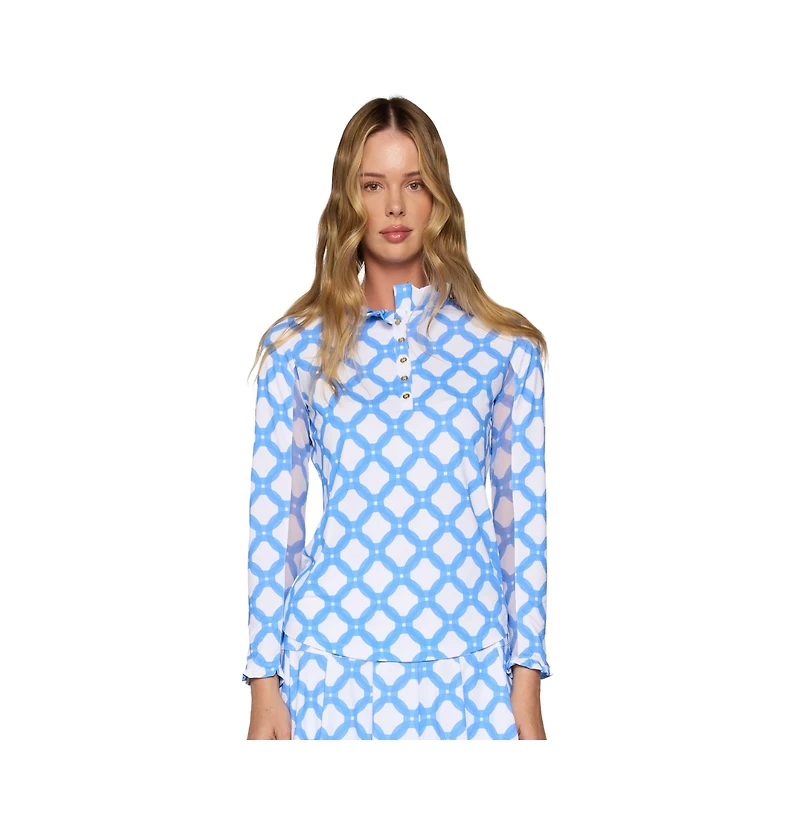 G Lifestyle Clothing Women's G Lifestyle Long Sleeve Ruffle Top With Buttons