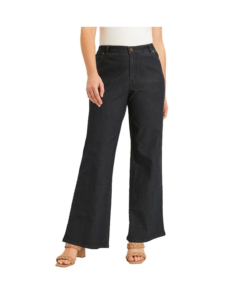 June + Vie Women's Curvie Fit Wide-Leg Jeans