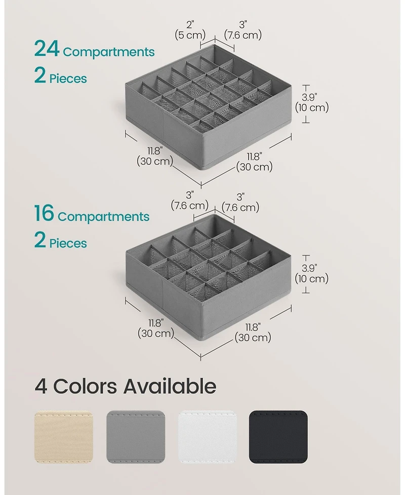 Set of 4 Drawer Organizers for Underwear and Closet Storage