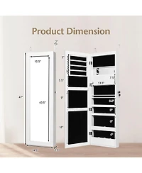 Lockable Wall Door Mounted Mirror Jewelry Cabinet with Led Lights