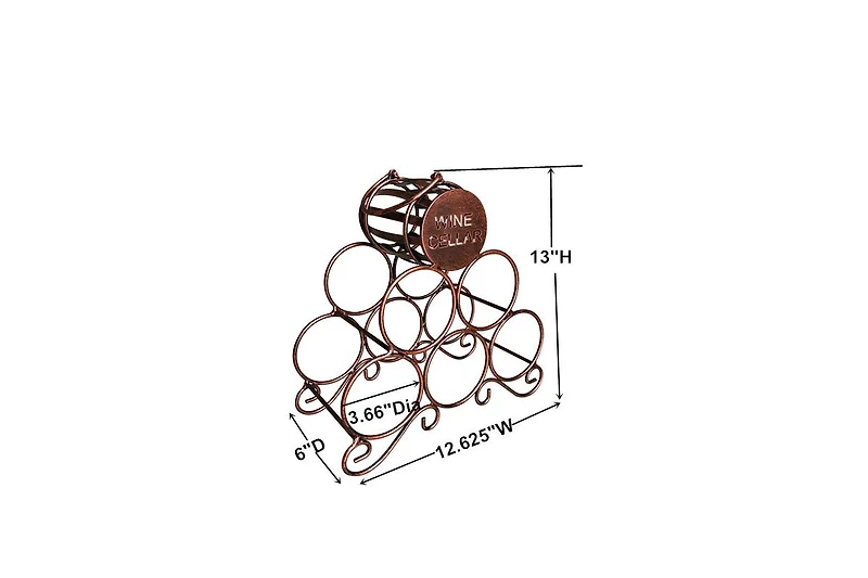 Kings Brand Furniture Countertop Tabletop Wine Rack, Wine Bottle Storage Holder for Home Kitchen & Bar - Brushed Copper