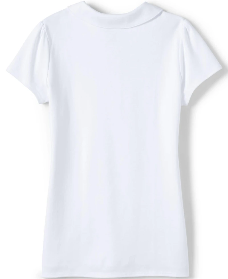 Lands' End Girls School Uniform Short Sleeve Peter Pan Collar Polo Shirt
