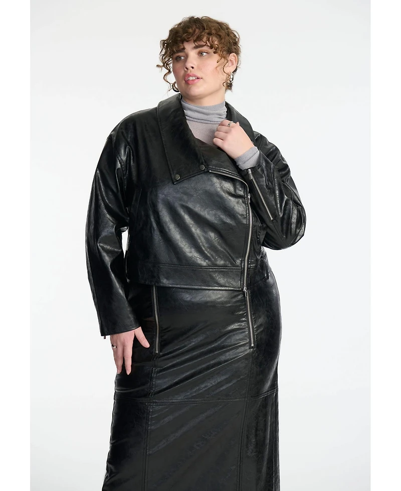 Eloquii Plus Size Boxy Faux Leather Jacket