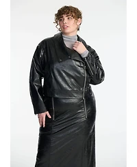 Eloquii Plus Size Boxy Faux Leather Jacket