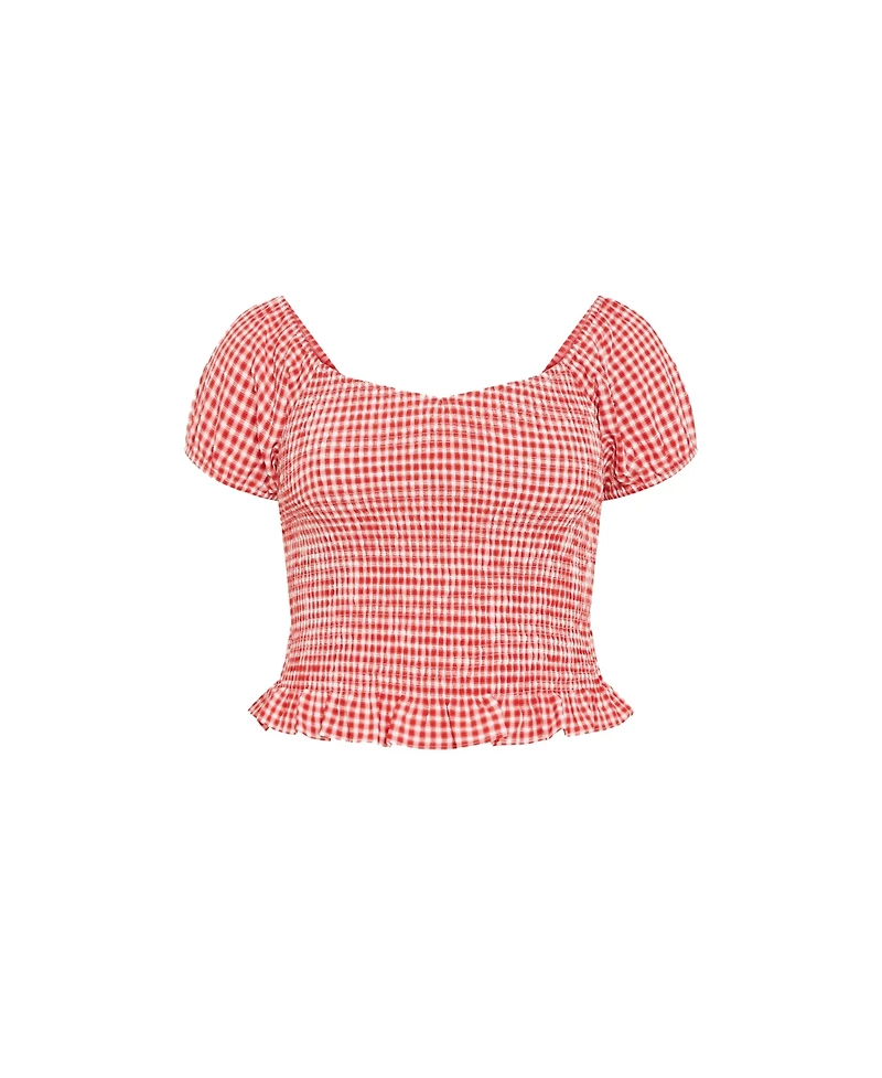 City Chic Plus Cute Gingham Top
