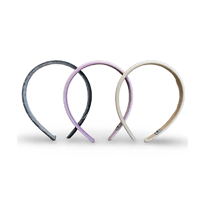 Classic Thin Padded Headband Set - Tan + Purple + Grey