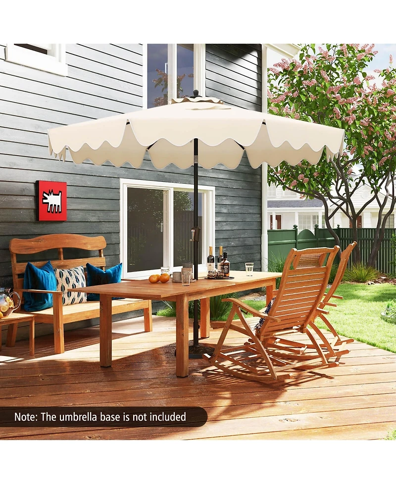 Costway 9 Ft Patio Umbrella 2-Tier Market Table with Sun-Protective Canopy