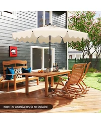 Costway 9 Ft Patio Umbrella 2-Tier Market Table with Sun-Protective Canopy