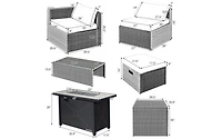 9 Pieces Patio Furniture Set with 42 Inches 60000 Btu Fire Pit