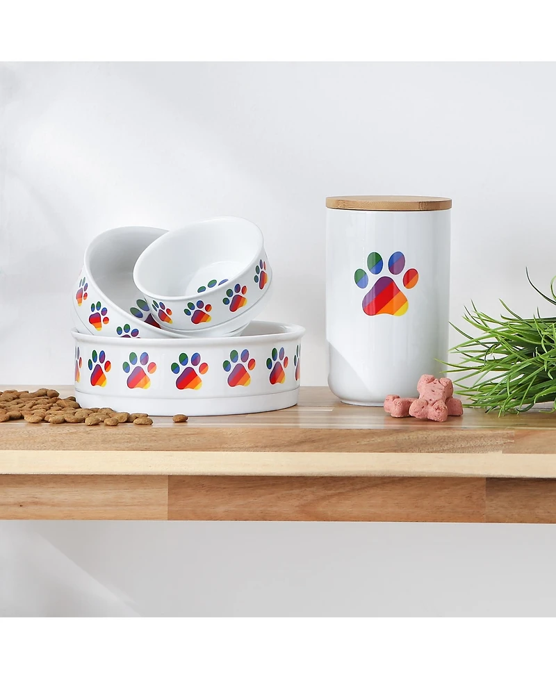 Bone Dry Rainbow Paw Pet Bowl Set/2