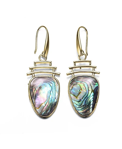 Sterling Silver 14K Gold Plated Abalone Pear Drop Hook Earrings