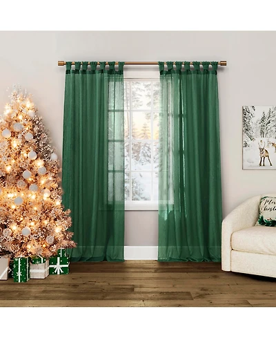 Krista Holiday Twist Tab Sheer Top Curtain Panel