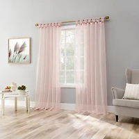 Krista Holiday Twist Tab Sheer Top Curtain Panel