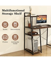 Gouun Computer Desk with Shelves and 3-Tier Storage Bookshelf