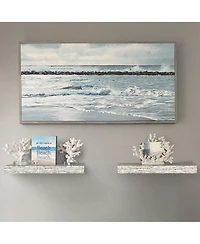 2 Pack 16 Inch Sorbus Coastal Rectangle Floating Shelves - for Home DAcor to Display Trophies, Books, Frames, and more (Rustic White)