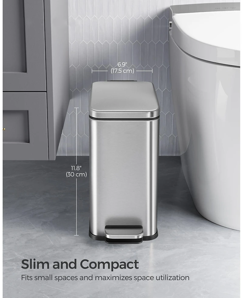 Slickblue 1.3 Gallon Bathroom Trash Can, Small Bin with Lid for Compact Waste Disposal