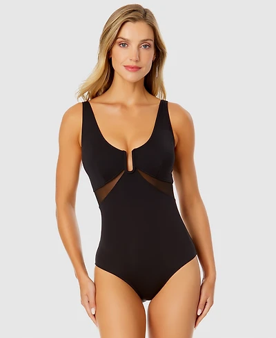 Anne Cole Women's U-Ring Mesh-Inset One-Piece Swimsuit