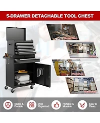 Gouun 2-in-1 Tool Chest and Cabinet with 5 Sliding Drawers