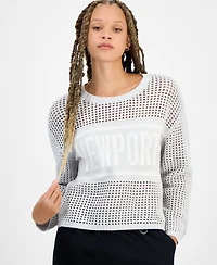 Hooked Up by Iot Juniors' Open-Stitch Sweater