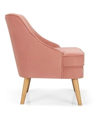 Gouun Mid Century Velvet Accent Chair with Rubber Wood Legs for Bedroom