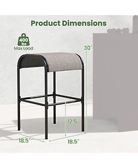 Gouun Set of 2 Patio Metal Bar Stools with Curved Fabric Seat-Set of 2