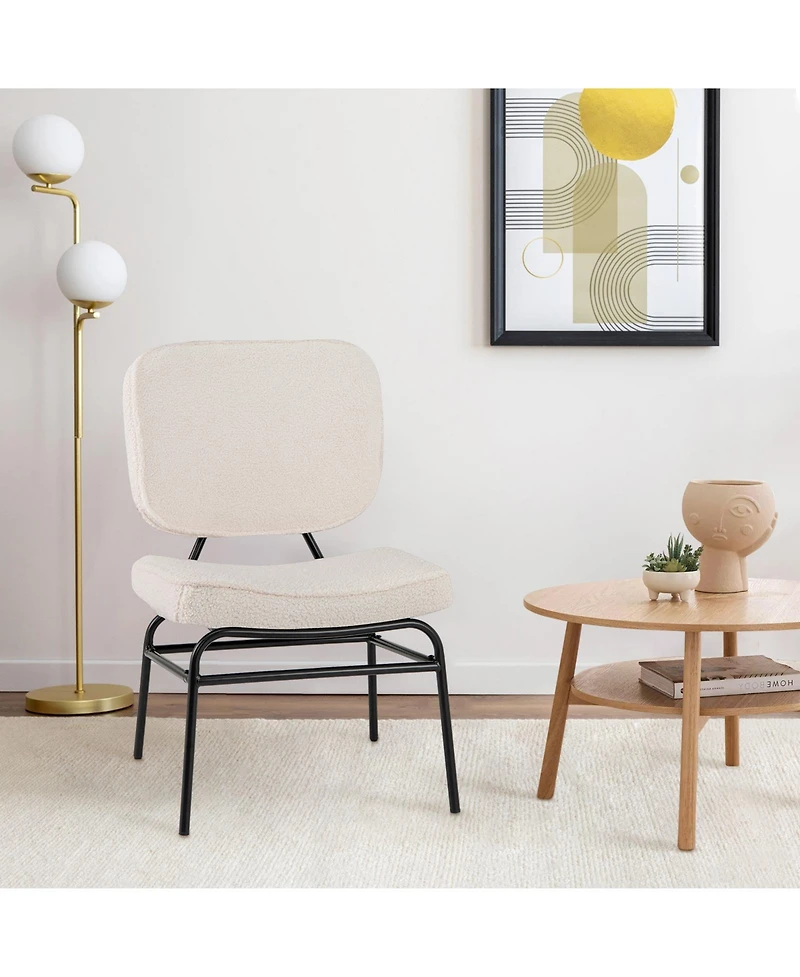 Gouun Upholstered Accent Chair Sherpa Reading Chair with Sponge Padding