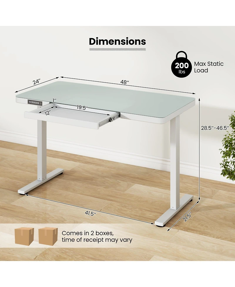 Gouun 48-Inch Height Adjustable Electric Standing Desk with Drawer