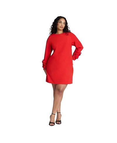 Eloquii Women's Plus Rosette Sleeve Mini Dress