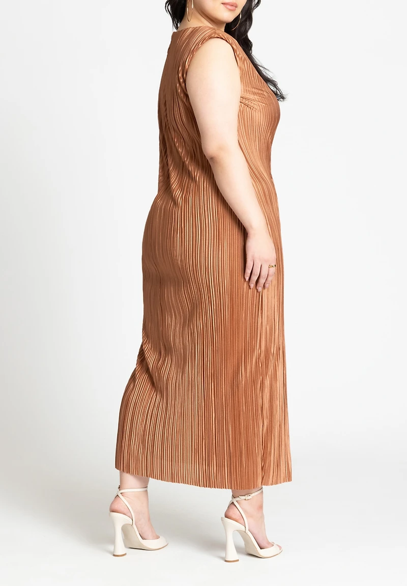 Eloquii Women's Plus Size Plisse Short Sleeve Midi Dress