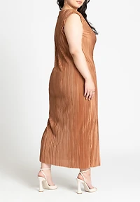 Eloquii Women's Plus Size Plisse Short Sleeve Midi Dress