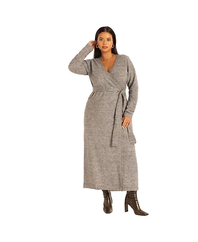 Eloquii Women's Plus Sweater Wrap Dress