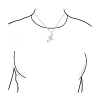 Bling Jewelry Script Alphabet Initial Pendant Necklace with Pave Cz - Sterling Silver