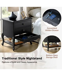 Hulala Home Penny Traditional Nightstand with Solid Wood Legs