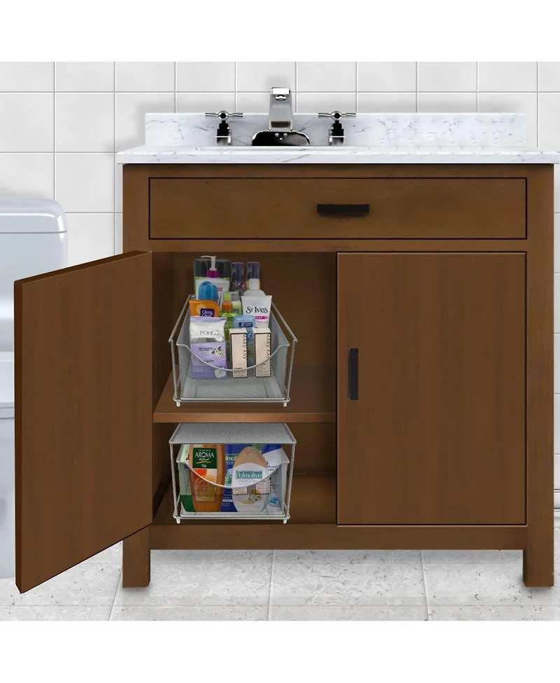 Sorbus Metal Mesh Cabinet Organizer with Pull-Out Drawers - Ideal for Countertop, Cabinet, Pantry, Under the Sink, Desktop and More (Silver 1 Drawer