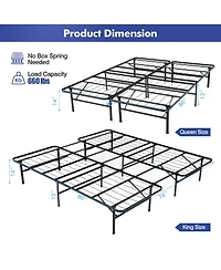 Gouun King Size Folding Steel Platform Bed Frame for Kids and Adults-King Size