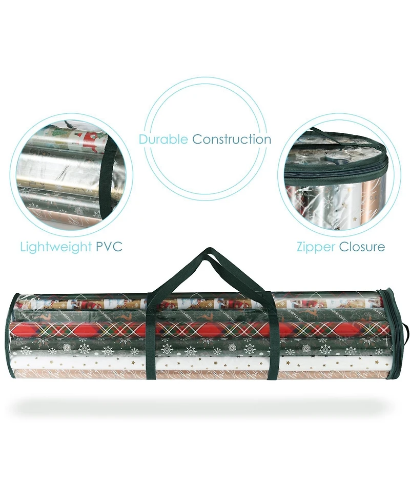 Hearth & Harbor Premium Holiday Gift Wrapping Paper Storage Organizer Bag - Fits Up To 14 Rolls of 40”