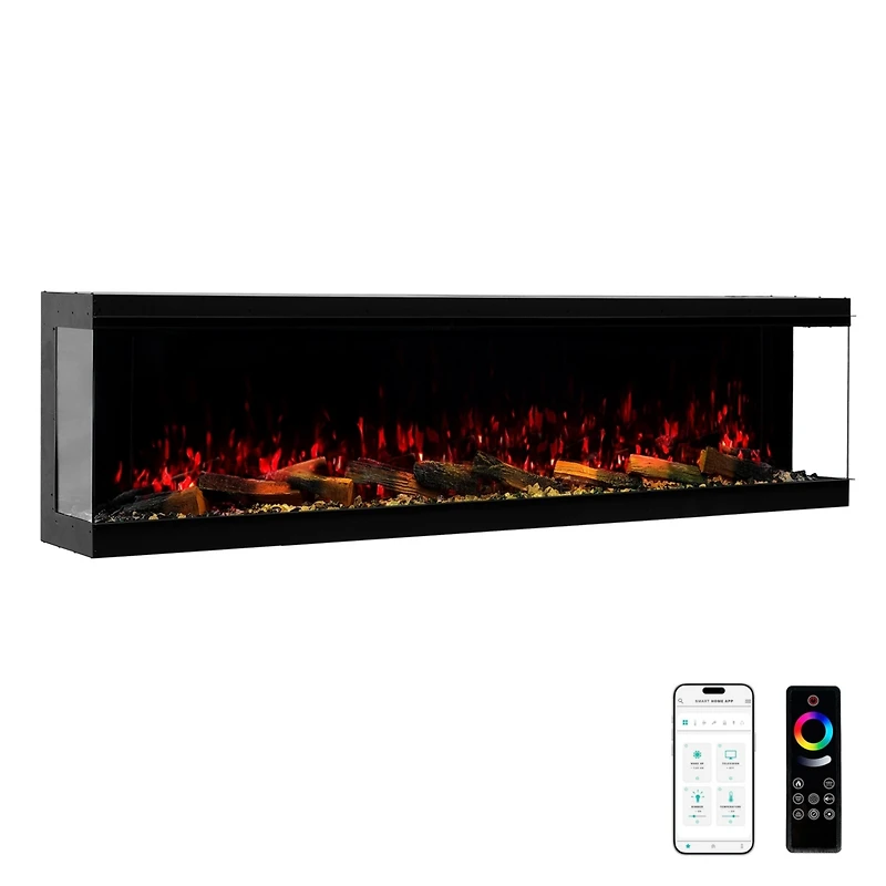 Mondawe 70"Tv Stand with 36"Electric Fireplace With Remote Control and Metal Feet/Side Cabinet,White