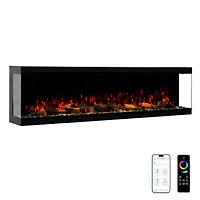 Mondawe 70"Tv Stand with 36"Electric Fireplace With Remote Control and Metal Feet/Side Cabinet,White