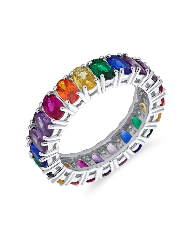 Bling Jewelry Art Deco Style Cz Cubic Zirconia Eternity Baguette Band Ring For Women .925 Sterling Silver 4MM